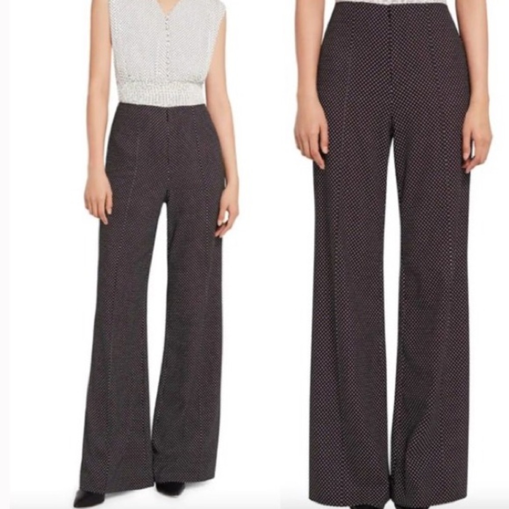 Alice + Olivia Dylan Polka Dot High Waisted Wide Leg Flare Pants